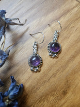 Load image into Gallery viewer, Amethyst Pendant Earrings  www.karmaripon.co.ukAmethyst Pendant Earrings  www.karmaripon.co.uk