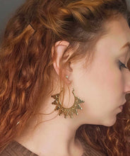 Load image into Gallery viewer, Brass Sun Burst Indian Earrings