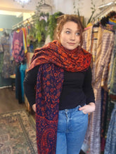 Load image into Gallery viewer, Warm indian shawl with tassels www.karmaripon.co.uk
