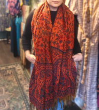 Load image into Gallery viewer, Warm indian shawl with tassels www.karmaripon.co.uk