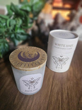 Load image into Gallery viewer, White Sage manifestation Candle www.karmaripon.co.uk