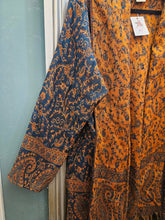 Load image into Gallery viewer, Tassel Shawl Coat/cardigan Teal &amp; Orange www.karmaripon.co.uk