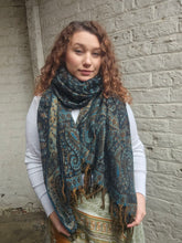 Load image into Gallery viewer, Warm indian shawl with tassels www.karmaripon.co.uk