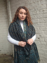Load image into Gallery viewer, Warm indian shawl with tassels www.karmaripon.co.uk