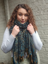 Load image into Gallery viewer, Warm indian shawl with tassels www.karmaripon.co.uk