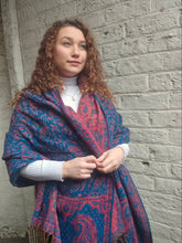 Load image into Gallery viewer, Warm indian shawl with tassels www.karmaripon.co.uk