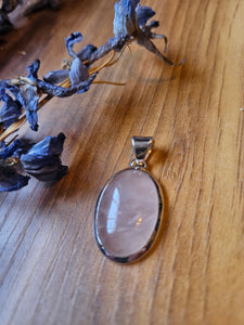 Rose Quartz Pendant Set In 925 Silver