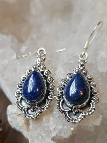 Lapis Lazuli Pendant Earrings  www.karmaripon.co.uk