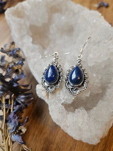 Lapis Lazuli Pendant Earrings  www.karmaripon.co.uk