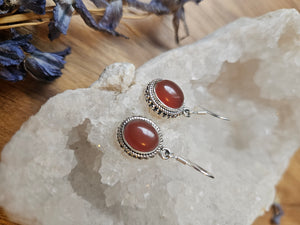 Carnelian Pendant Earrings  www.karmaripon.co.uk