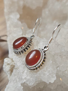 Carnelian Pendant Earrings  www.karmaripon.co.uk