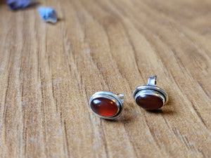 Carnelian Stud Earrings 925 silver