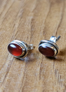 Carnelian Stud Earrings 925 silver