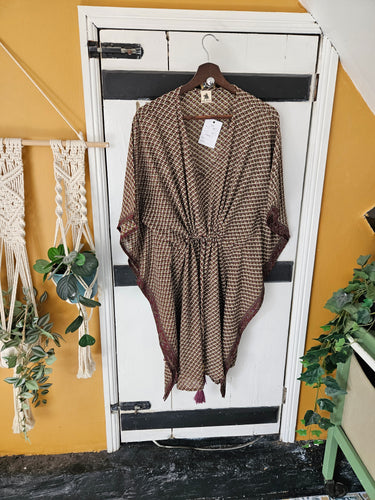 Repurposed Sari short Kaftan UK 10-18