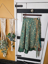 Load image into Gallery viewer, repurposed sari wrap skirt www.karmaripon.co.uk
