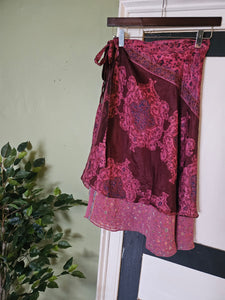 knee Length Reversible Repurposed Sari Wrap skirt UK 8-16