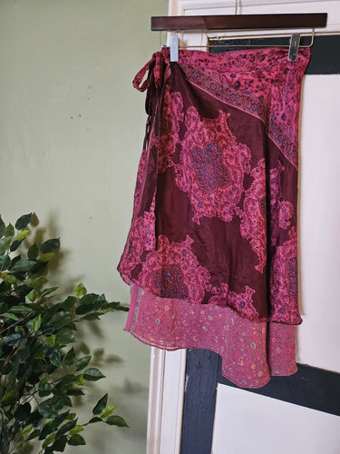 knee Length Reversible Repurposed Sari Wrap skirt UK 8-16