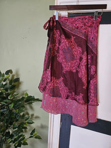knee Length Reversible Repurposed Sari Wrap skirt UK 8-16