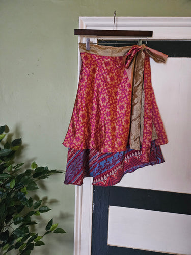 knee Length Reversible Repurposed Sari Wrap skirt UK 8-16
