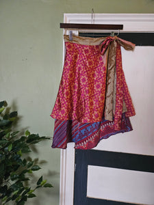 knee Length Reversible Repurposed Sari Wrap skirt UK 8-16