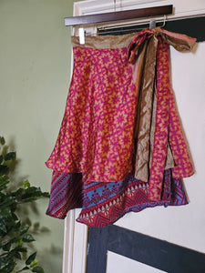 knee Length Reversible Repurposed Sari Wrap skirt UK 8-16