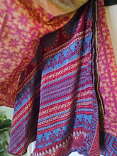 Load image into Gallery viewer, knee Length Reversible Repurposed Sari Wrap skirt UK 8-16