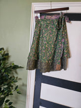 Load image into Gallery viewer, knee Length Reversible Repurposed Sari Wrap skirt UK 8-16