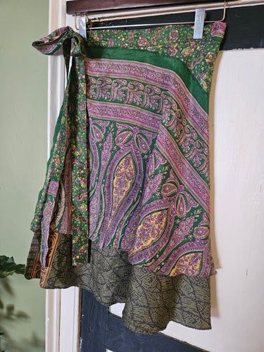 knee Length Reversible Repurposed Sari Wrap skirt UK 8-16
