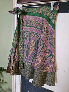 knee Length Reversible Repurposed Sari Wrap skirt UK 8-16