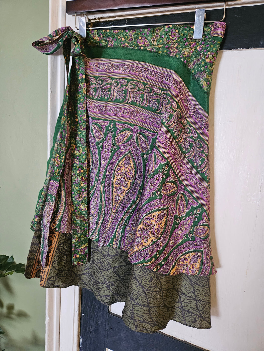 knee Length Reversible Repurposed Sari Wrap skirt UK 8-16