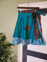 Load image into Gallery viewer, above knee Length Reversible Repurposed Sari Wrap skirt UK 8-16