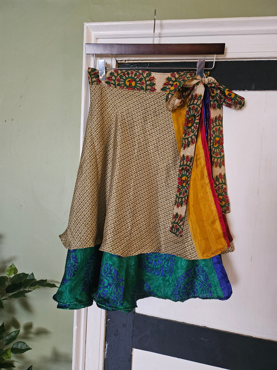knee Length Reversible Repurposed Sari Wrap skirt UK 8-16