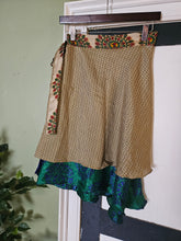 Load image into Gallery viewer, knee Length Reversible Repurposed Sari Wrap skirt UK 8-16