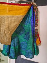 Load image into Gallery viewer, knee Length Reversible Repurposed Sari Wrap skirt UK 8-16