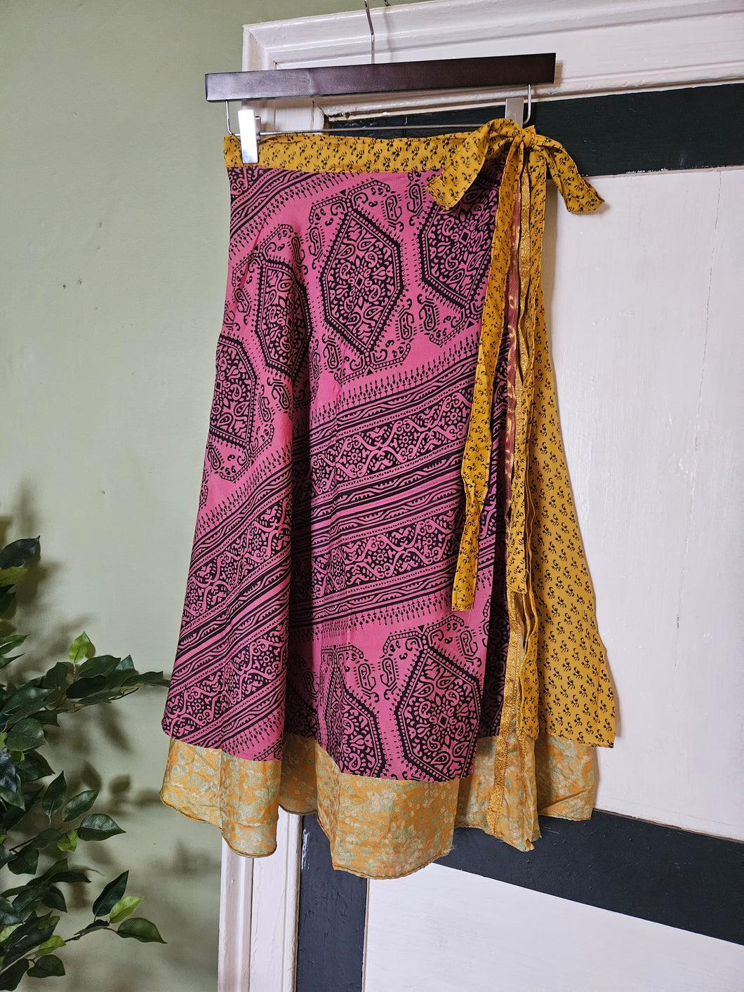 knee Length Reversible Repurposed Sari Wrap skirt UK 8-16