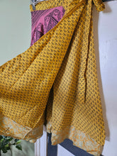 Load image into Gallery viewer, knee Length Reversible Repurposed Sari Wrap skirt UK 8-16
