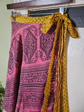 Load image into Gallery viewer, knee Length Reversible Repurposed Sari Wrap skirt UK 8-16