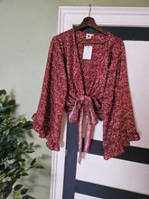 Load image into Gallery viewer, Blue Repurposed Sari Butterfly Top UK 14-18