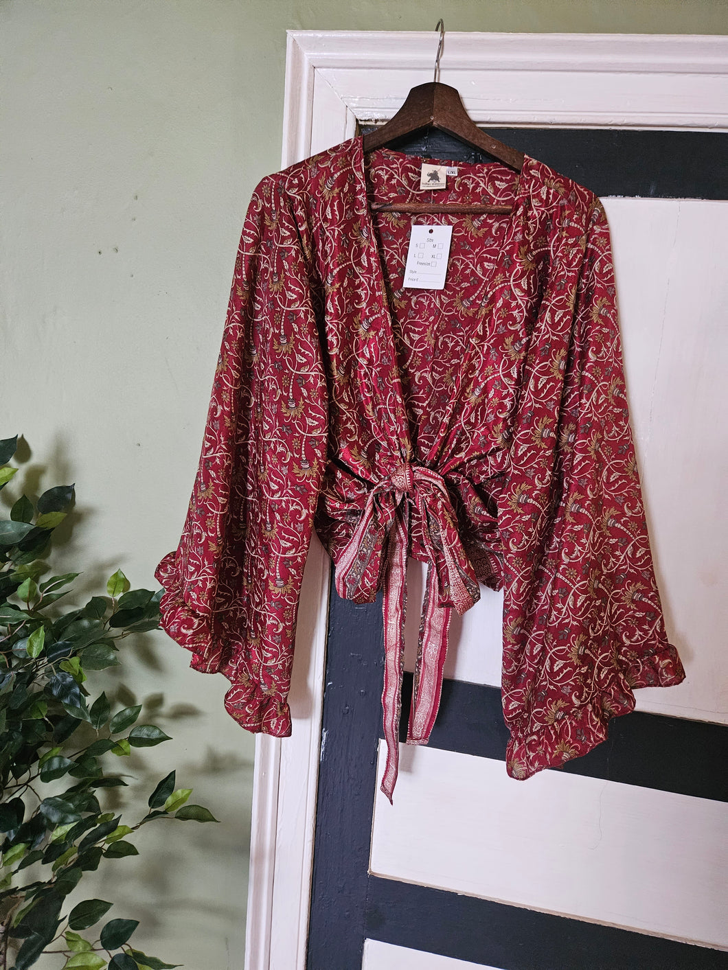 Blue Repurposed Sari Butterfly Top UK 14-18