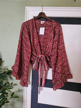 Load image into Gallery viewer, Blue Repurposed Sari Butterfly Top UK 14-18