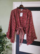 Load image into Gallery viewer, Blue Repurposed Sari Butterfly Top UK 14-18