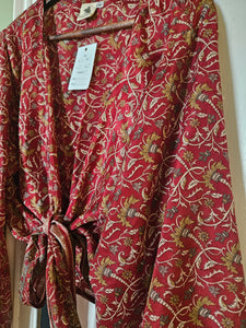 Blue Repurposed Sari Butterfly Top UK 14-18