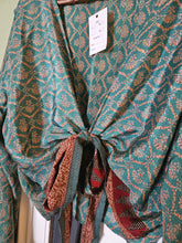 Load image into Gallery viewer, Blue Repurposed Sari Butterfly Top UK 14-18
