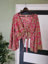 Load image into Gallery viewer, Blue Repurposed Sari Butterfly Top UK 8-14