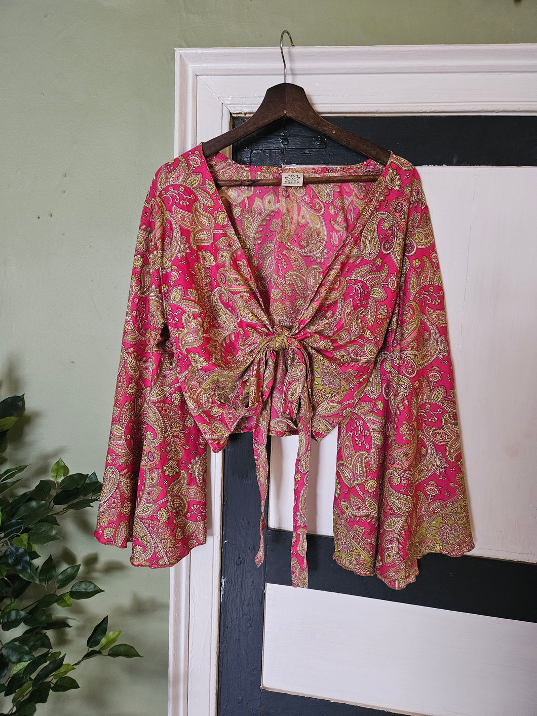 Blue Repurposed Sari Butterfly Top UK 8-14