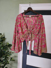 Load image into Gallery viewer, Blue Repurposed Sari Butterfly Top UK 8-14