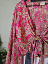 Load image into Gallery viewer, Blue Repurposed Sari Butterfly Top UK 8-14