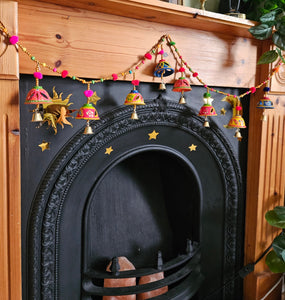 Beaded Bell Garland -Colourful beaded decorative item www.karmaripon.co.uk