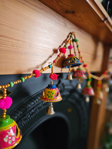 Beaded Bell Garland -Colourful beaded decorative item www.karmaripon.co.uk