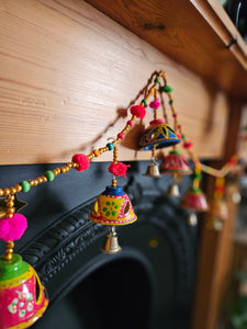 Beaded Bell Garland -Colourful beaded decorative item www.karmaripon.co.uk